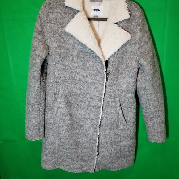 Old Navy SF Peacoat Wool Blend Sherpa Lined Women Medium Cold Weather Fleeced - Picture 2 of 7